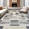 thumbnail image 1 of ODIKA 4'x6' Machine Washable Non-Slip Area Rug, Stylish Black Beige & Grey Textured Geometric Design High Traffic Rug, Gray, 144440, 1 of 7