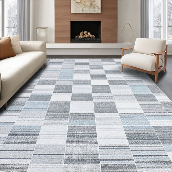 ODIKA 4'x6' Machine Washable Non-Slip Area Rug, Grey Length Width Size High Traffic Rug, Gray, 106840