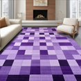 thumbnail image 1 of ODIKA 4' x 6' Machine Washable Non-Slip Area Rug, Geometric Square High Traffic Rug, Purple, 221185, 1 of 7