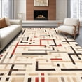 thumbnail image 1 of ODIKA 4'x6' Machine Washable Non-Slip Area Rug, Machine for with Abstract Geometric Tile High Traffic Rug, Beige, 146622, 1 of 7