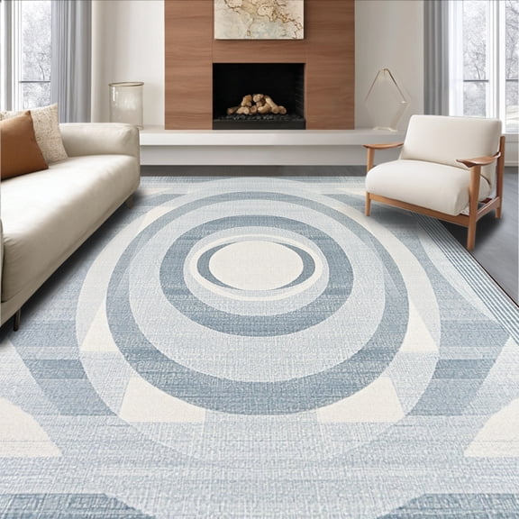 ODIKA 4' x 6' Machine Washable Non-Slip Area Rug, Geometric oval High Traffic Rug, Gray, 143317