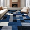 thumbnail image 1 of ODIKA 4' x 6' Machine Washable Non-Slip Area Rug, Geometric rectangle High Traffic Rug, Blue, 24518, 1 of 7