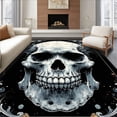 thumbnail image 1 of ODIKA 4'x6' Machine Washable Non-Slip Area Rug, Bold Graphic Skull Art High Traffic Rug, White, 14941, 1 of 7