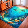 thumbnail image 1 of ODIKA 4' x 6' Machine Washable Non-Slip Area Rug, Marine Turtle High Traffic Rug, Blue, 134002, 1 of 7