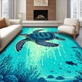 thumbnail image 1 of ODIKA 4'x6' Machine Washable Non-Slip Area Rug, Whimsical Nature Theme High Traffic Rug, Blue, 32060, 1 of 7