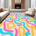 thumbnail image 1 of ODIKA 4' x 6' Machine Washable Non-Slip Area Rug, Memphis Squiggle High Traffic Rug, Pink, 325478, 1 of 7