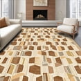 thumbnail image 1 of ODIKA 4'x6' Machine Washable Non-Slip Area Rug, Modern Round Abstract Interlocking Design High Traffic Rug, Beige, 247895, 1 of 7