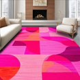 thumbnail image 1 of ODIKA 4'x6' Machine Washable Non-Slip Area Rug, Modern Geometric Abstract Floor Covering for Contemporary Spaces High Traffic Rug, Pink, 146545, 1 of 7