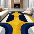 thumbnail image 1 of ODIKA 4'x6' Machine Washable Non-Slip Area Rug, Stylish Mid Modern in Vibrant Line Art Design High Traffic Rug, Blue, 243599, 1 of 7