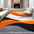 thumbnail image 1 of ODIKA 4'x6' Machine Washable Non-Slip Area Rug, Dynamic Waveform with Curved Stripes and Gradient Color Transitions High Traffic Rug, Orange, 148830, 1 of 7
