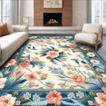 thumbnail image 1 of ODIKA 4'x6' Machine Washable Non-Slip Area Rug, Chic Featuring Lush Floral and Feathered High Traffic Rug, Coral, 123105, 1 of 7
