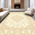 thumbnail image 1 of ODIKA 4' x 6' Machine Washable Non-Slip Area Rug, Middle Eastern Medallion High Traffic Rug, Beige, 182272, 1 of 7