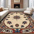 thumbnail image 1 of ODIKA 4' x 6' Machine Washable Non-Slip Area Rug, Middle Eastern Medallion High Traffic Rug, Beige, 373750, 1 of 7
