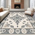 thumbnail image 1 of ODIKA 4' x 6' Machine Washable Non-Slip Area Rug, Middle Eastern Medallion High Traffic Rug, Beige, 373930, 1 of 7