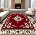 thumbnail image 1 of ODIKA 4' x 6' Machine Washable Non-Slip Area Rug, Middle Eastern Medallion High Traffic Rug, Red, 402030, 1 of 7