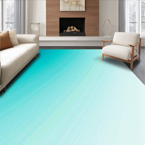 ODIKA 4' x 6' Machine Washable Non-Slip Area Rug, Minimalist Gradient High Traffic Rug, Blue, 393521