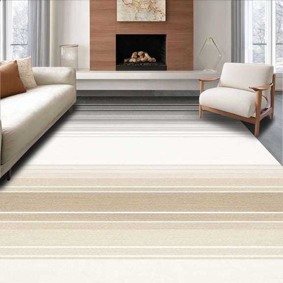 ODIKA 4'x6' Machine Washable Non-Slip Area Rug, Solid With Gradient Horizon Effect High Traffic Rug, Gray, 122068