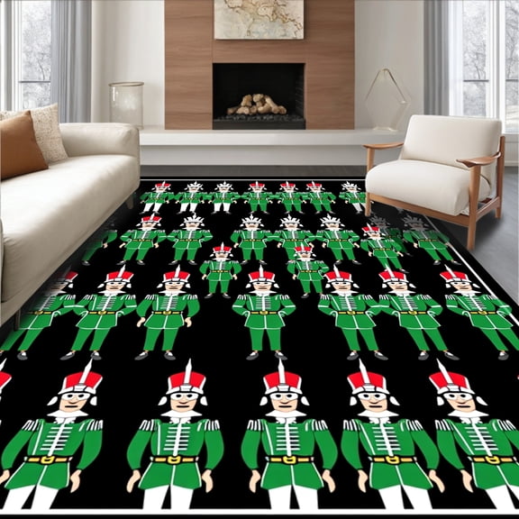 ODIKA 4' x 6' Machine Washable Non-Slip Area Rug, Nutcracker Nutcracker High Traffic Rug, Green, 732078