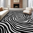 thumbnail image 1 of ODIKA 4' x 6' Machine Washable Non-Slip Area Rug, Op Art Spiral High Traffic Rug, Black, 428703, 1 of 7