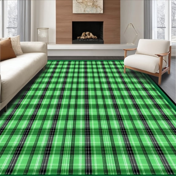 ODIKA 4'x6' Machine Washable Non-Slip Area Rug, Vibrant Seasonal Aesthetic High Traffic Rug, Green, 32875