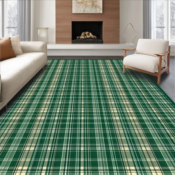 ODIKA 4'x6' Machine Washable Non-Slip Area Rug, Inviting Gray Tones with High Traffic Rug, Green, 31766