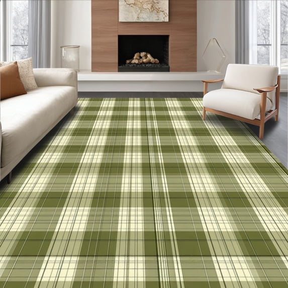ODIKA 4'x6' Machine Washable Non-Slip Area Rug, Elegant Minimalist Hexagon Arrangement High Traffic Rug, Green, 34456