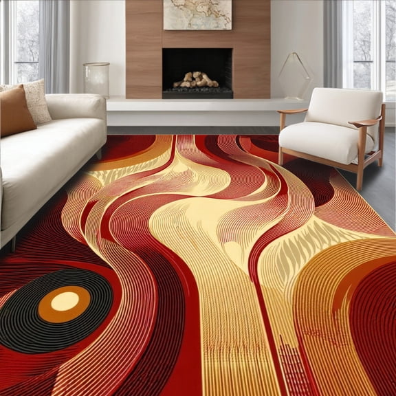 ODIKA 4'x6' Machine Washable Non-Slip Area Rug, Reusable Grippers for Hardwood Floors Anti Curling Stickers High Traffic Rug, Brown, 85432