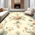 thumbnail image 1 of ODIKA 4'x6' Machine Washable Non-Slip Area Rug, Traditional Blossom Featuring Ornate Medallion and Subtle Beige Palette High Traffic Rug, Ivory, 49007, 1 of 7