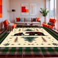 thumbnail image 1 of ODIKA 4'x6' Machine Washable Non-Slip Area Rug, Wildlife Inspired with Rustic Bear Illustration and Vintage Cabin High Traffic Rug, Green, 137328, 1 of 7
