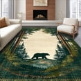thumbnail image 1 of ODIKA 4'x6' Machine Washable Non-Slip Area Rug, Retreat Circular With Wilderness Scene and Bear Artwork High Traffic Rug, Green, 138353, 1 of 7