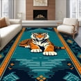 thumbnail image 1 of ODIKA 4'x6' Machine Washable Non-Slip Area Rug, Vibrant Animal Aesthetic High Traffic Rug, Blue, 30199, 1 of 7