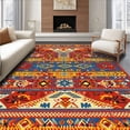 thumbnail image 1 of ODIKA 4'x6' Machine Washable Non-Slip Area Rug, Dynamic Eclectic Braided Aesthetic High Traffic Rug, Red, 20576, 1 of 7