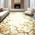 thumbnail image 1 of ODIKA 4'x6' Machine Washable Non-Slip Area Rug, Intricate Botanical Medallion with Vintage Floral High Traffic Rug, Beige, 209477, 1 of 7