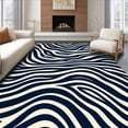 thumbnail image 1 of ODIKA 4'x6' Machine Washable Non-Slip Area Rug, Elegant Zebra Stripe with Fluid Curves and Abstract Waves High Traffic Rug, Blue, 296549, 1 of 7