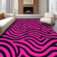 thumbnail image 1 of ODIKA 4'x6' Machine Washable Non-Slip Area Rug, Contemporary Vibrant Interlocking Striped Animal Motif Geometric Pink High Traffic Rug, Pink, 288337, 1 of 7