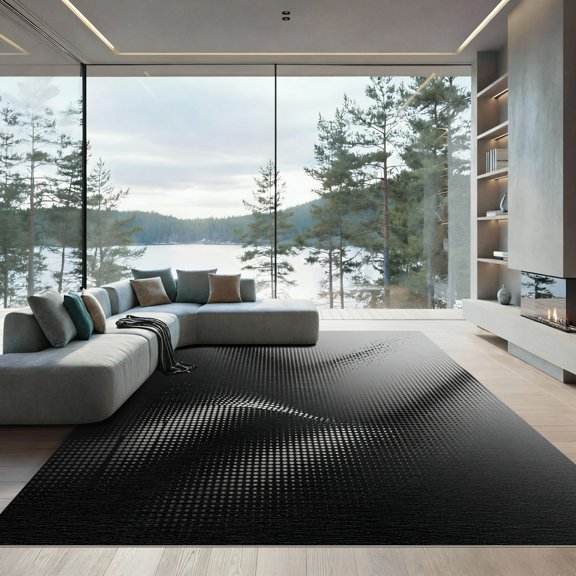 ODIKA 4' x 6' Machine Washable Non-Slip Area Rug, abstract dot High Traffic Rug, Grey, 1245630