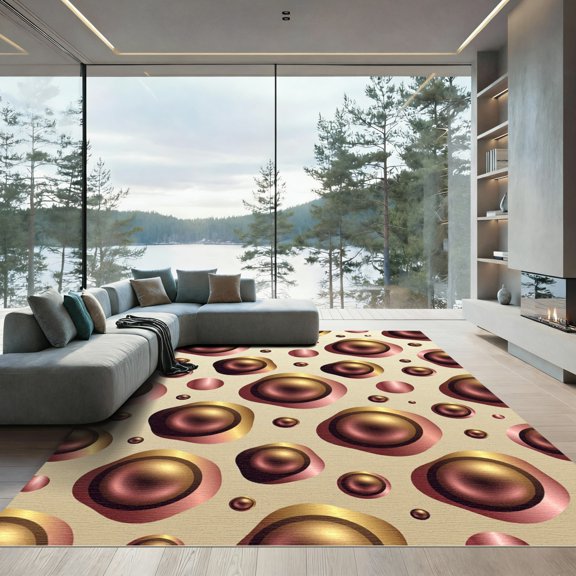 ODIKA 4' x 6' Machine Washable Non-Slip Area Rug, abstract geometric High Traffic Rug, Beige, 934177