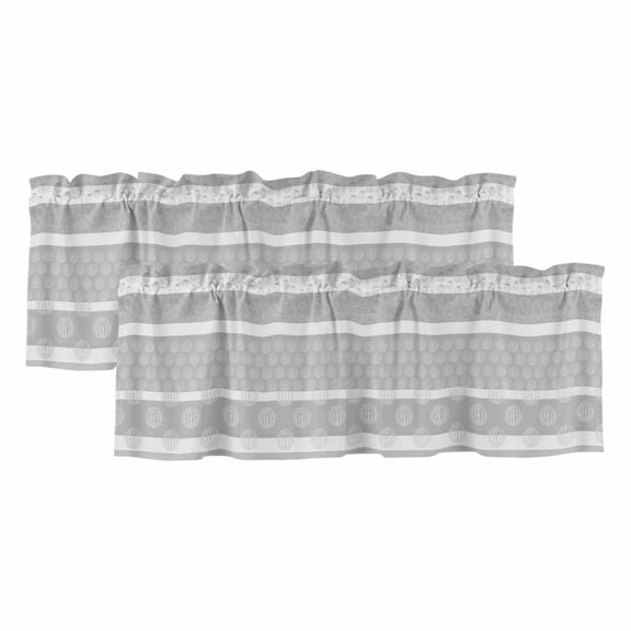 2 Pack Valances for Windows 54 x 18 Inch, Farm Fruits Decorative Kitchen Curtain Valance, Watermelon Lemons Peach Strawberry Grey Striped Rod Pocket Short Curtains Window Treatment for Bathroom/Cafe