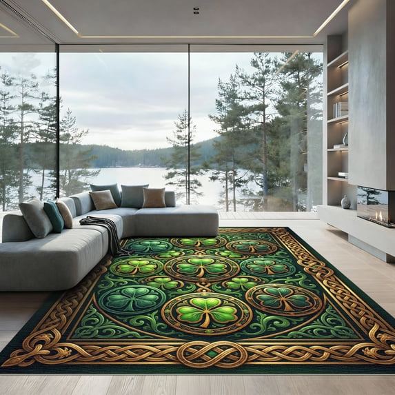 ODIKA 4' x 6' Machine Washable Non-Slip Area Rug, antique floral High Traffic Rug, Green, 1302547