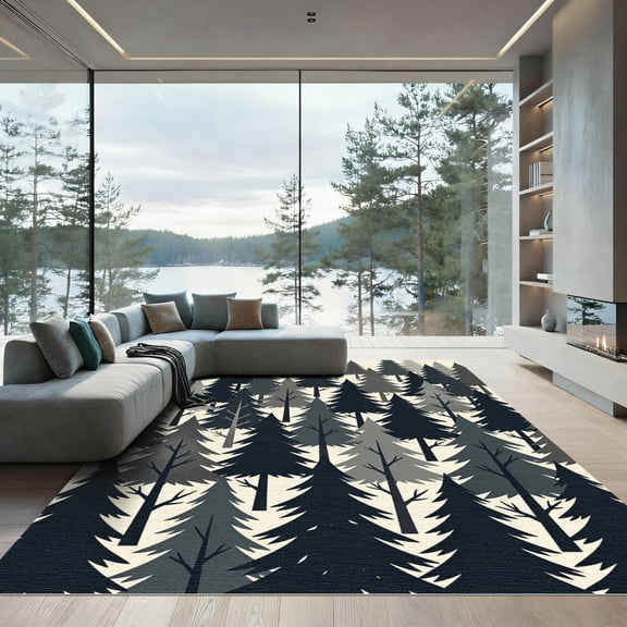 ODIKA 4' x 6' Machine Washable Non-Slip Area Rug, scandinavian print High Traffic Rug, Gray, 1015893