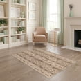 thumbnail image 1 of ODIKA 4'x6' Beige Brown Abstract Design Washable Area Rug Modern Geometric Stripes with Camel Accents Pet Friendly, Non-Shedding for Bedroom, Reading Nook, 1 of 7