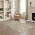 thumbnail image 1 of ODIKA 4'x6' Beige Brown Arched Pattern Design Washable Area Rug Elegant Geometric Motif with Modern Flair Pet Friendly, Non-Shedding for Bedroom, Reading Nook, 1 of 7