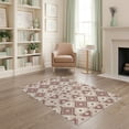 thumbnail image 1 of ODIKA 4'x6' Beige Brown Warm Geometric Pattern Washable Area Rug Intricate Diamond Motif Design Non-Slip, Chair-Friendly, Flatwoven for Home Office, Under Desk, 1 of 7