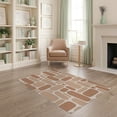 thumbnail image 1 of ODIKA 4'x6' Beige Geometric Stone Washable Area Rug Artistic Modern Design With Shapes for Home Office, Under Desk, Non-Slip Chair-Friendly, Flatwoven, 1 of 7