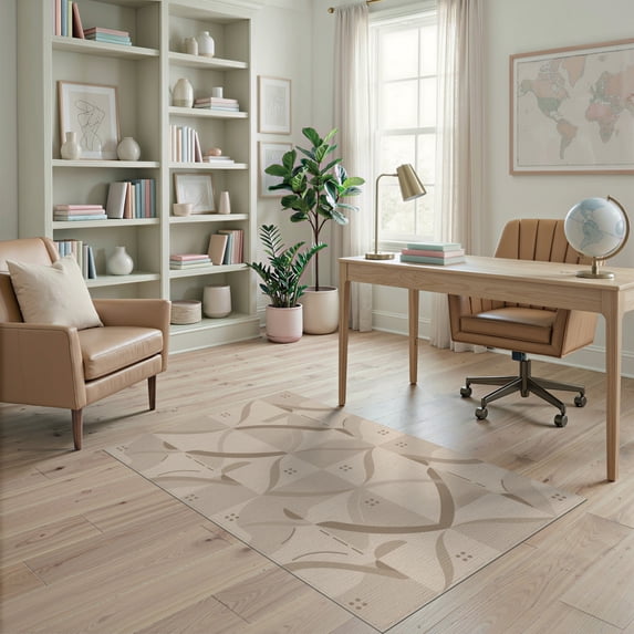 ODIKA 4'x6' Beige Gray Geometric Waves Design Washable Area Rug Elegant Abstract Pattern with Modern Flair for Dorm Room, Small Living Stain Resistant Low Profile, Easy Care