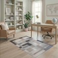 thumbnail image 1 of ODIKA 4'x6' Beige Neutral Contemporary Geometric Grid Abstract Tan Ivory Washable Area Rug None for Dorm Room, Small Living Stain Resistant Low Profile, Easy Care, 1 of 7