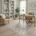 thumbnail image 1 of ODIKA 4'x6' Beige Serene Light Natural Botanical Leaf Washable Area Rug Contemporary Scattered Foliage Motifs With Stems And Delicate for Home Office, Under Desk, Non-Slip Chair-Friendly, Flatwoven, 1 of 7