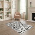 thumbnail image 1 of ODIKA 4'x6' Black White Geometric Diamond Washable Area Rug Bohemian Southwestern Aztec Inspired Dotted Line for Dorm Room, Small Living Stain Resistant Low Profile, Easy Care, 1 of 7