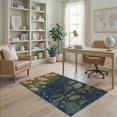 thumbnail image 1 of ODIKA 4'x6' Blue Beige Elegance with Floral Serenity Washable Area Rug Graceful Lotus and Blossom Streams Design for Dorm Room, Small Living Stain Resistant Low Profile, Easy Care, 1 of 5