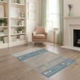 thumbnail image 1 of ODIKA 4'x6' Blue Beige Geometric Handwoven Design Washable Area Rug Intricate Viscose Cotton Patterned Motif Non-Slip, Chair-Friendly, Flatwoven for Home Office, Under Desk, 1 of 7
